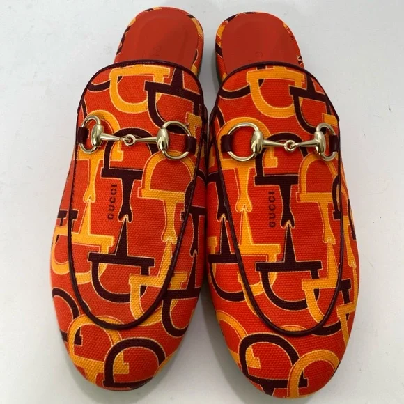Gucci WOMEN’S ORANGE-RED PRINCETOWN HORSEBIT MULES Shoes EUR 36.5 US 6-6.5 NIB - Picture 4 of 14